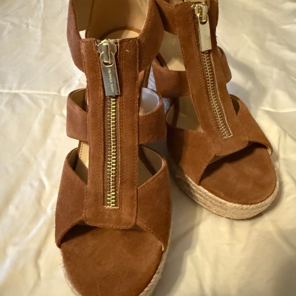 Michael Kors Brown Suede Damita Espadrille Wedge Sandals - Picture 6 of 10